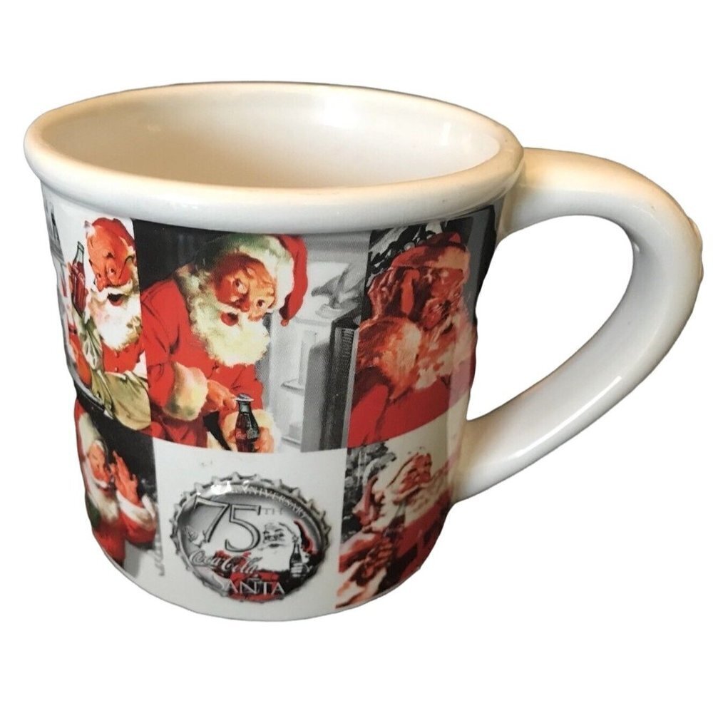 Coca-Cola 75th Anniversary Christmas Santa Coffee Mug 2006 4" Wide/ Tall